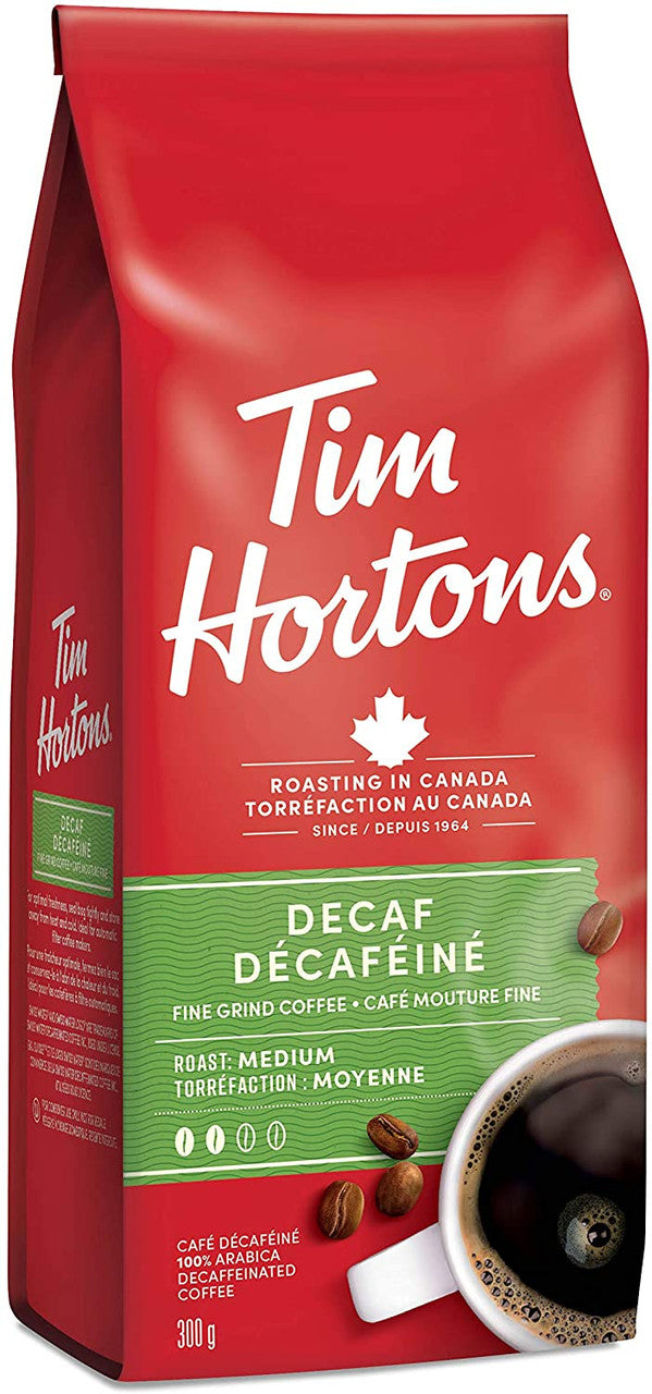 Tim Hortons 100% Arabica Medium Roast Decaffeinated Coffee , 300g/10.6oz